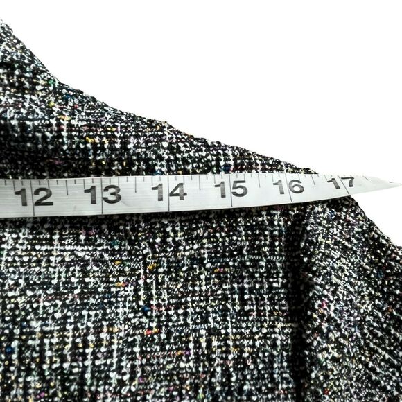 Lior Peplum Jacket Womens Black White Cassie Rainbow Tweed 3/4 Sleeve Size L NWT - Picture 7 of 16